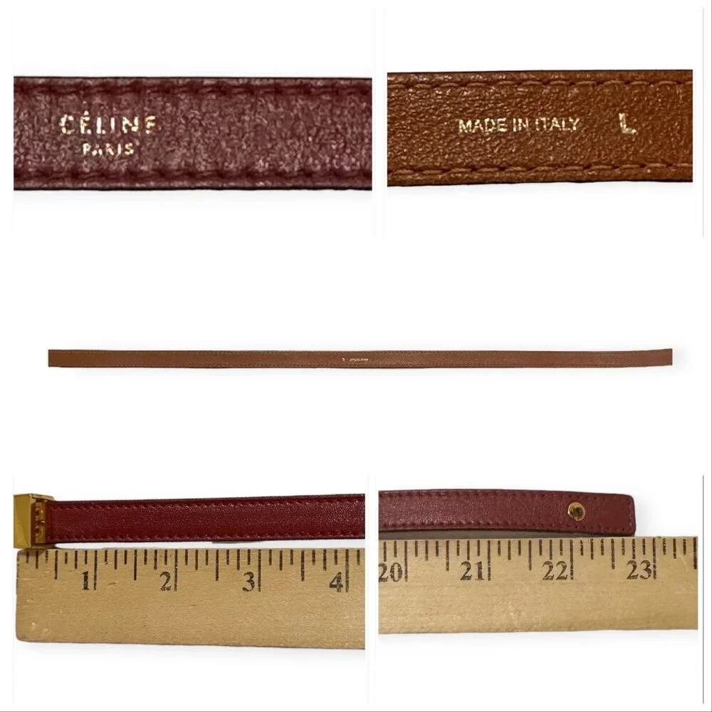 CÉLINE Triple Tour Wrap Leather Bracelet Burgundy Gold Phoebe Philo Era L NIB - Picture 11 of 14
